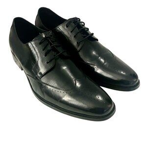 Steven Land Hand Made Leather Wingtip Oxford Dress Shoes Black10.5 Vero Cuoio